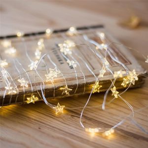 文字列10pcs/lot 3m/4m/5m led星銅線ストリングライトクリスマス結婚式の休日の照明バッテリー操作twinkle照明