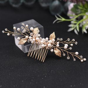 Headpieces TOPQUEEN HP180 Luxury Bridal Hair Comb Gold Wedding Clip Pearl Accessories Vine With For Brides