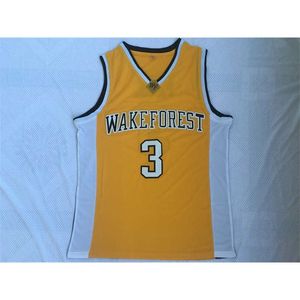 XFRSP # 3 Chris Paul Wake Forest College Retro Thracback Szyte Koszykówka Koszulka Sewn Camisa Haft Red