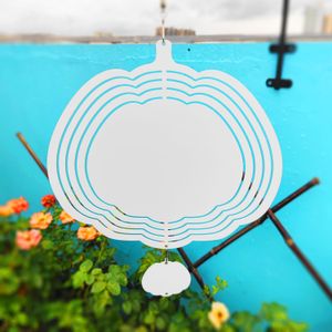 Double-sided Sublimation Aluminium Wind Spinner DIY Arts and Crafts Heat Transfer Printing Aluminum Pumpkins & Skulls Plate Halloween Theme B6