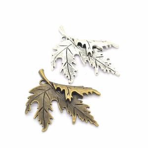 Wholesale 20pcs A Lot Big Maple Leaf Alloy Charm Pendant Retro Jewelry DIY Keychain Tibet Silver Pendant For Bracelet Earrings 54x44mm 1358 D3