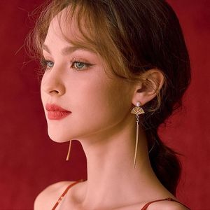 Dangle & Chandelier Simple Elegant Fan Tassel Earrings Fashion Party Jewelry Accessories Chinese Style Trendy Charms Cute Pearl Long Ears