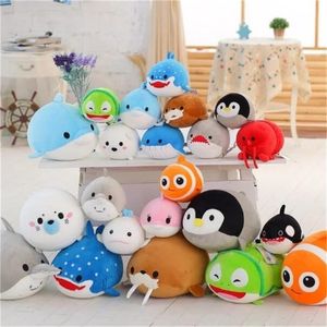 20CM Cute Dolphin Seals Walruses Killer Whales Whale Sharks Plush Toys Ocean Alliance Children Doll Dolls Foam Particles toys 220425