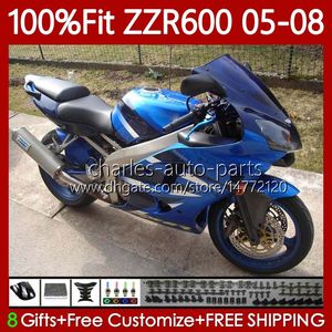 OEM Fairings Kit For KAWASAKI NINJA ZZR600 ZZR-600 600 CC 05-08 Bodywork 134No.171 100% Fit ZZR Blue black 600 2005 2006 2007 2008 600CC 05 06 07 08 Injection Mold Body