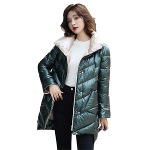 2020 new bright down jacket clothing women s Korean loose medium length down thickened warm coat fashion down parka winter 203 LJ201021
