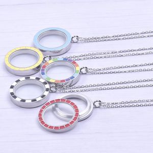 Chokers Geometric Enamel Floating Lockets Chain Around Neck Necklace Stainless Steel Necklaces Locket Twist Screw Women SuppliesChokers