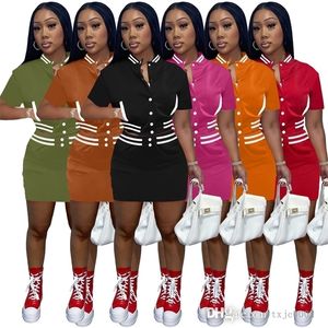 Designer Two Piece Dress Sets Womens Summer Tracksuits Baseball Jersey Suit Printed Short Sleeve Jacket Tops Skirts Outfits