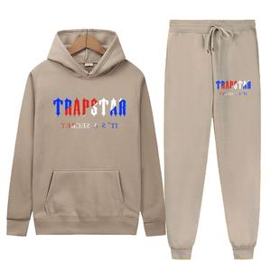 Brand Trapstar Printed Sportswear Men 15 Kolory ciepłe dwa kawałki Zestaw Spodnie Bluza z kapturem Zestaw Bluza Jogging 220607