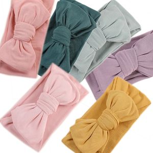 New Baby Double Bow Nylon Turban Hair Accessories Newborn Soft Elastic Hairband Big Bowknot Infant Toddlers Headwrap Twist Headband for Children