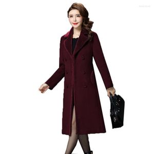Women's Wool Blends 2022 Plus Size 4XL Long Woolen Double Breasted Slim Female Autumn Winter Trench Coat Topps LX2387 BERY22