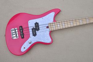 Factory Custom Rose Red 4-String Electric Bass Guitar Chrome Hardwares Maple Fingerboard White Pearl PickGuard Erbjudande anpassad