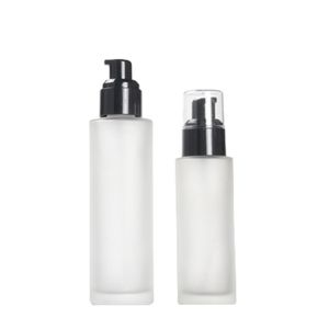 Packing Glass Frosted Bottle Black Collar Black Lotion Spary Pump With Clear Cover Empty Portable Refillable Cosmetic Container 20ml 30ml 40ml 60ml 80ml 100ml 120ml