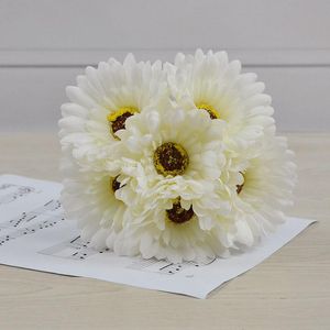 Decorative Flowers & Wreaths Artificical 6Head Autumn Gerbera Bouquet Silk Flower For Home Living Room Decoration Wedding Arrangement