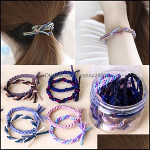 Hair Rubber Bands Jewelry 24Pcs/Box Simple Rope Hairband Ladies Colorf Band Hoop Elastic String Accessories Wholesale Drop Delivery 2021 Dms