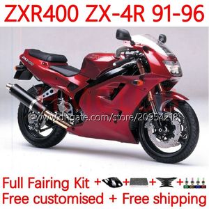 Kroppssats för Kawasaki Ninja ZXR 400 CC ZX-4R ZXR400 91 92 93 94 95 96 Cowling 19no.50 ZX4R 400cc ZX 4R ZXR-400 1991 1992 1993 1994 1995 1996 ABS Full Fairings Factory Red