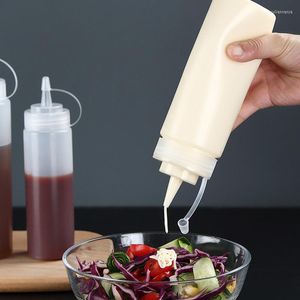 Bottiglie di stoccaggio Barattoli da 240-1000 ml in plastica trasparente Bottiglia di salsa spremuta Condimento Ristorante Olio Aceto Ketchup Dispenser per insalata Conservazione