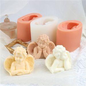 3D Angel Scented Candle Silicone Mould 3 Styles DIY Fondant Cake Chocolate Clay Supplies Handmade Soap Resin Mold 220721