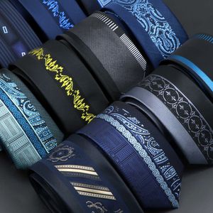 Mager cm banden för män bröllopsklänning slips blommig paisley lapptäcke svart blå slips affärsskikt skjorta tillbehör present cravate