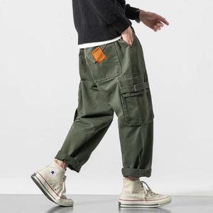 Calça Masculina Bolsos Laterais Cargo Harem Joggers Masculino 2022 Militar Exército Verde Casual Harajuku Streetwear Moletom Masculino Baggy Masculino