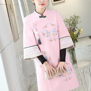 تمتزج صوف المرأة للمرأة معاطف الشتاء 2022 النمط الصيني للنساء يمزج معطف السيدات دافئة طويلة الخنادق 4258