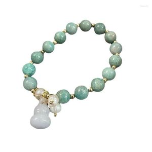 Beaded Strands Natural Semi-precious Stone Green Pearl Crystal 8mm Bead Small Gourd Ladies Exquisite Bracelet Jewelry Marking Fawn22