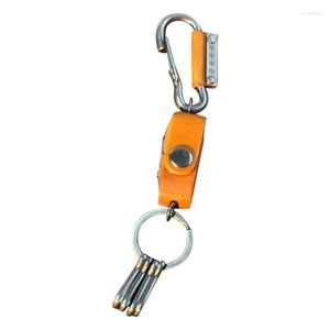 Nyckelringar Vintage Dice Pack Cowhide Läder Keychain Metal Loop Key Ring FOB Belt Gifts Random Color Miri22