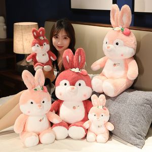 Erdbeer-Kaninchen-Puppe, Plüschtier, Schlafkissen, süße kleine Hasenpuppen