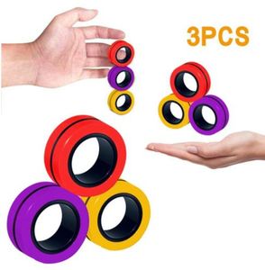 3pcs / set Anti-Stress Anelli magnetici Fidget Unzip Giocattolo Favore di partito Strumenti magici Bambini Anello magnetico Finger Spinner Giocattoli di decompressione per adulti