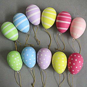 Party Dekoration 12 stücke Ostern DIY Handbemalte Eier Kindergarten Farbe Geschenke Simulation Ei Gunst Glücklich Dekor Für Zuhause