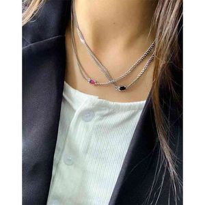 ins ins style simple dign sense set micro set zircon cuban necklace textur