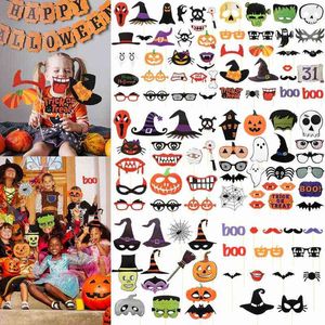 Halloween Photo Booth Props Funny Pumpkin Ghost Witch Spider Lips Mask Photoboth Props Halloween Christmas Diy Decoración T220816