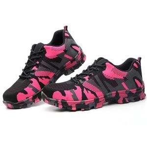 Pink Steel Toe Safety Work Boots Breattable Sneakers Bekväm antismashing Antipiercing Industrial Shoes Woman Y200915