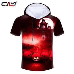 ハロウィーンマンホラーキャッスルTシャツストリートウェア販売卸売フード付きTシャツ6XLメンズ3Dプリント衣類220623