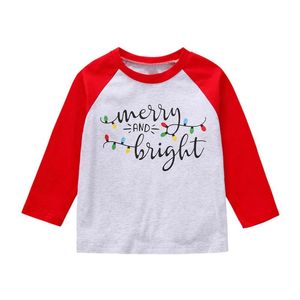 Camisetas 2-7y crianças crianças menino menina de manga longa de manga longa letra de letra impressão de impressão de algodão camiseta de natal