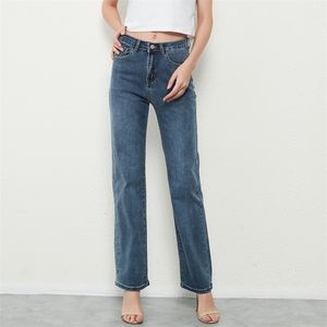 Zhisilao Sträck Straight High Waist Jean Vintage Baggy Full Long Long Denim Trousers Streetwear 220330