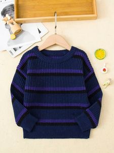 Maglione con spalle scese e motivo a righe a blocchi per bambini da bambino LEI