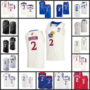 2 Jersey de basquete Christian Braun Kansas Jayhawks costurou camisas da faculdade 2022 NCAA Basketball usa personalidade vintage