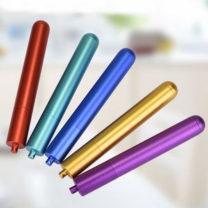 Smoking Colorful Aluminium Alloy Sealed Waterproof Dry Herb Tobacco Preroll Rolling Cigarette Holder Pen Shape Stash Case Storage Bottle High Quality DHL Free