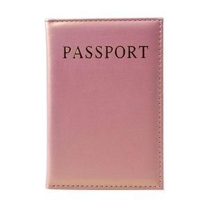 Korthållare Simple Fashion Women Passport Cover Pink Travel Pu Leather Holder Plånböcker Solid Girls Protect Pocket Card