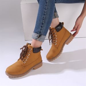 Teahoo Autumn Ankle Boots for Women Lace up Nubuck Leather Casual Boots Fashion Round Toe Timber Boots Women Plus Size 9 10 201102