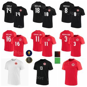 National Social Canada 13 Hutchinson Soccer Jersey Set 17 Larin 19 Davies 20 David 9 Cavallini 14 Kaye 10 Hoilett 11 Buchanan Camisa de Futebol Kits Esporte Vermelho Vermelho Branco