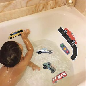 Baby toys flexible Road Track Car Stick Bath Toy Kids Bathroom Bathtub Soft EVA Paste Early Education DIY Sticker Puzzles Toys 220531