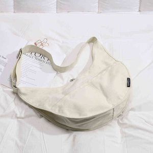 New Korean style big size ins dumpling bag canvas bag large-capacity female wild fashion one-shoulder messenger crossbody bag G220422