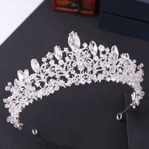 Nakrycia głowy Sliver korona ślubna druhna dla nowożeńców barokowy elegancki kryształowa tiara opaska z kryształkami sukienka Tiara