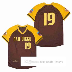 19 San Diego Tigers Brown Film Beyzbol Jersey White