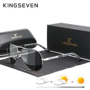 Kingseven Men Men vintage Pochromic Aluminium Sunglasses Polarized Sunglasses Glasses Sun Coating Lens Driving Eyewear para Homens/Mulheres 220511