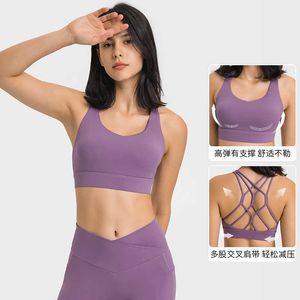 L-306 Cross Back Sports Yoga Bra coleção de alta elasticidade auxiliar peito ginásio roupa interior para mulher