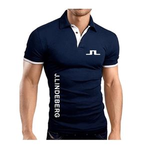 Polo da golf J Lindeberg di alta qualità polo da uomo di marca classica Polo da uomo casual in cotone a maniche corte solido 220707