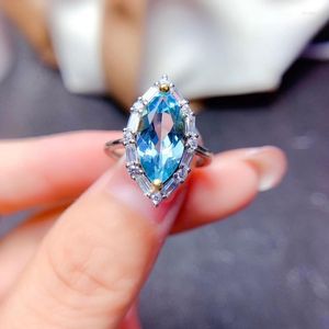 Eheringe, luxuriöser Damenring mit Inlay, schillernder blauer Zirkonia-Charm, verstellbarer Schmuck für Frauen, Verlobungsgeschenke, Hochzeitsringe, Hochzeit