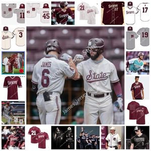 2022 NCAA Stitched Mississippi State Bulldogs baseballtröja 47 Drew Talley 48 Brooks Auger 24 Will Bednar 54 Jor dan Westburg Justin Foscue Ethan Small Brent Rooker